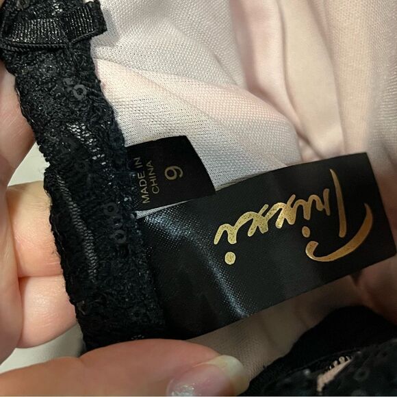 Trixxi Women's Dress Black Square Neck Sequin Formal Evening Size 9 - Picture 3 of 7